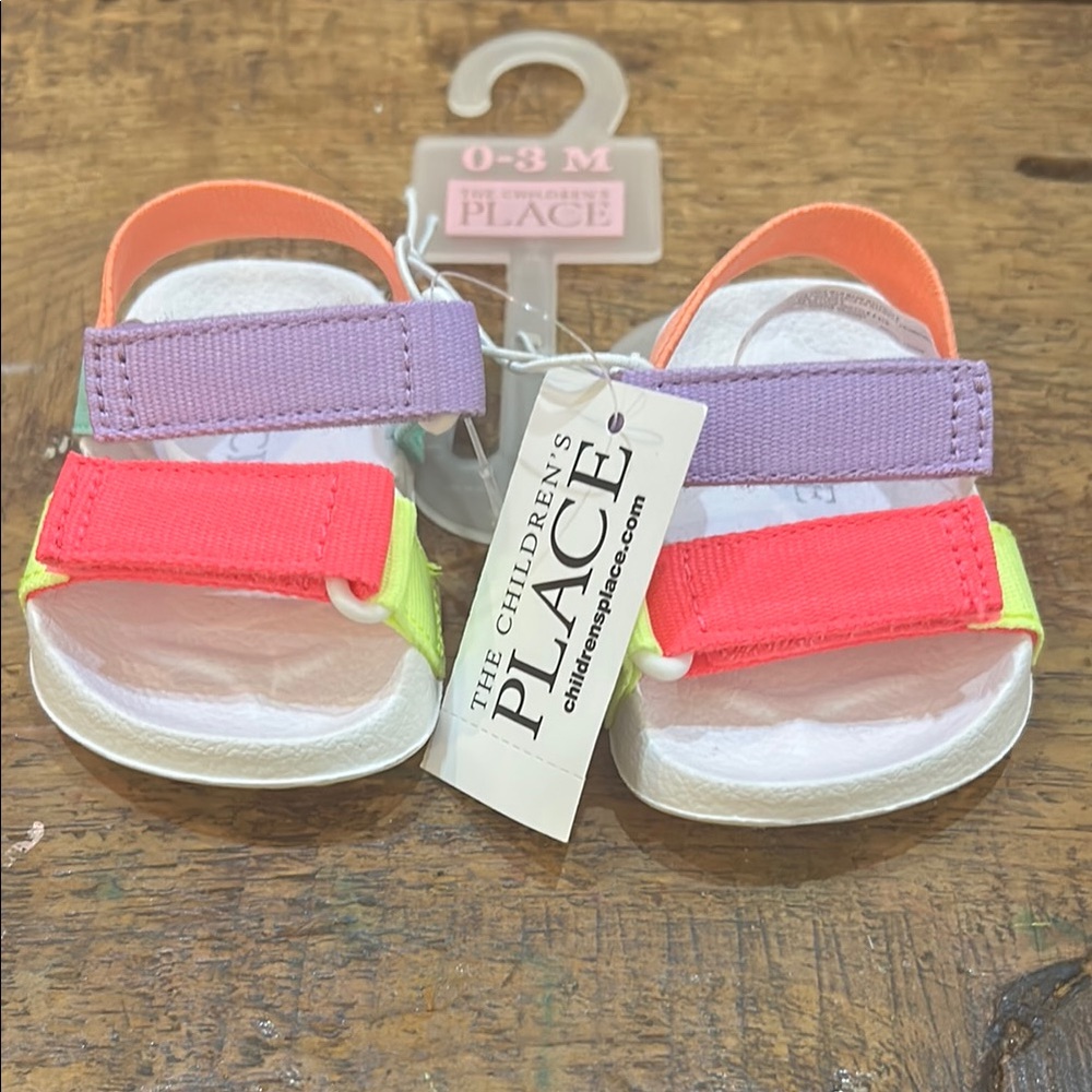 The Children's Place Purple and Pink Sandals with Velcro Straps